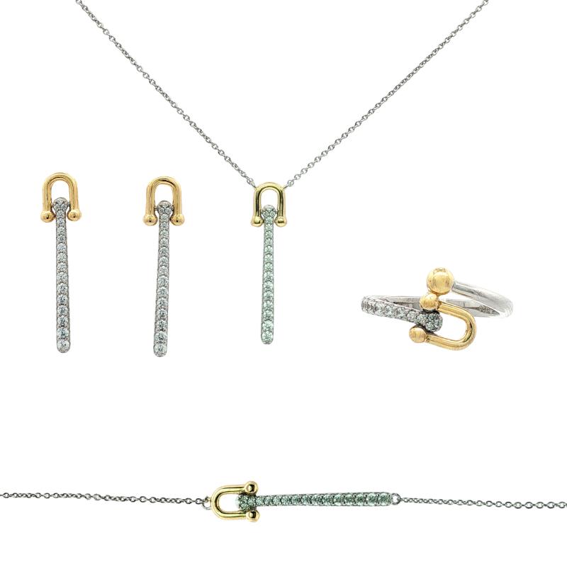 OS Set Full Stone Long Rod With Golden Buckle Link
