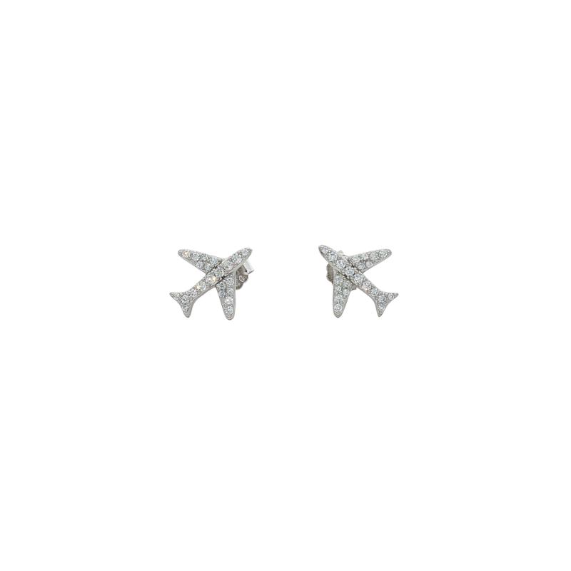أقراط بتصميم طائرة مرصعة بالكريستال ✈️