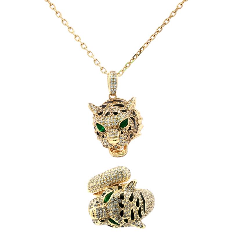 OS Set Green Eye Big Full Stone Panter Head