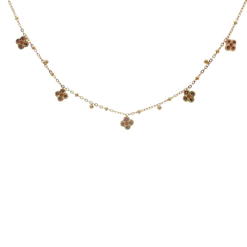 Five Stone Clover W Beads Choker