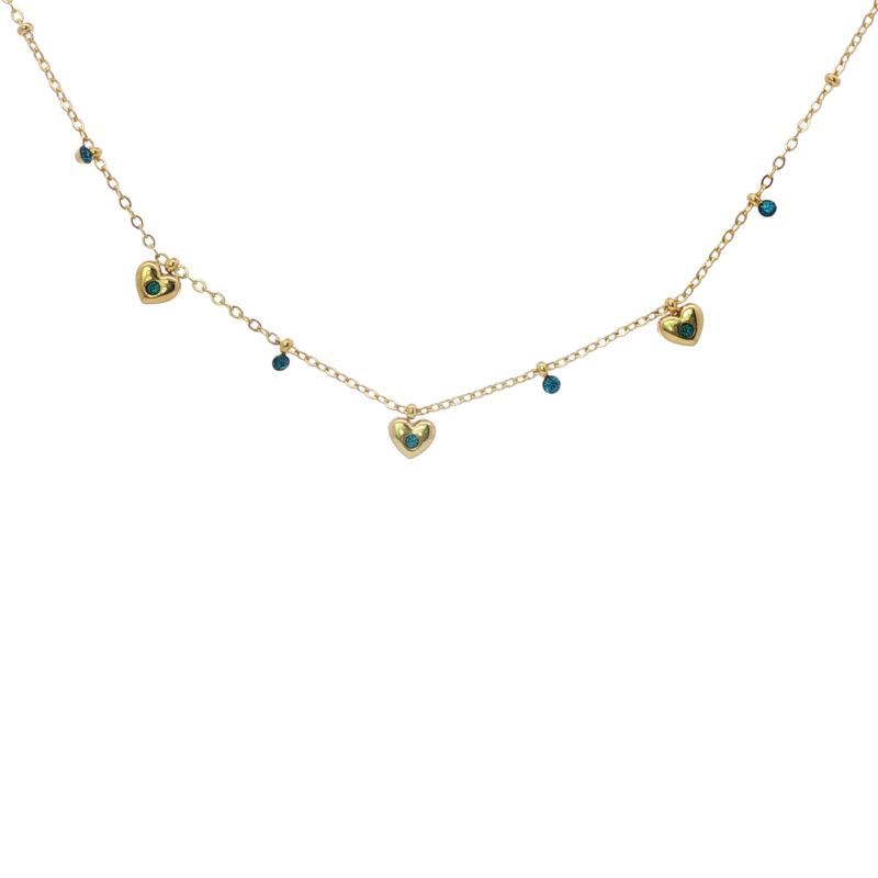 Stone Centre Tiny Heart W Stones Choker