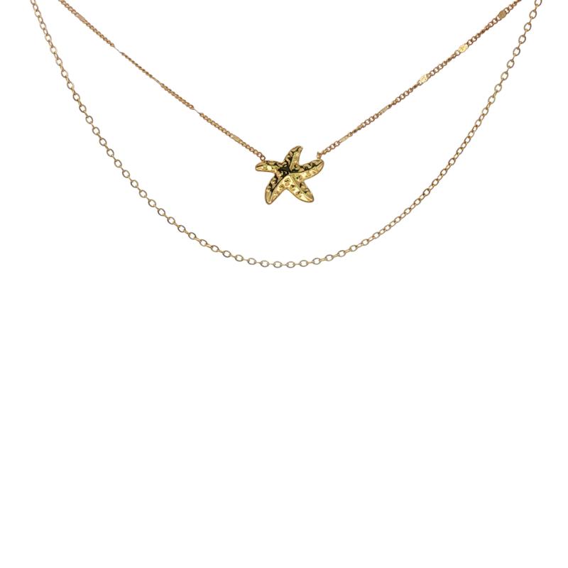 Dual Diff Chains w Dotted Starfish Choker