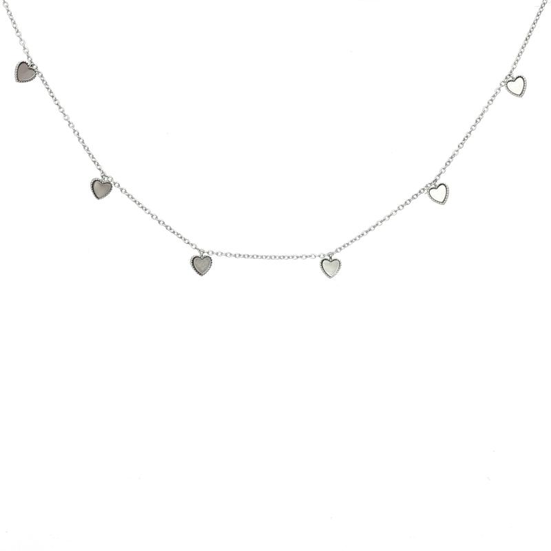 OS - 6 Small Pearl Hearts Choker 