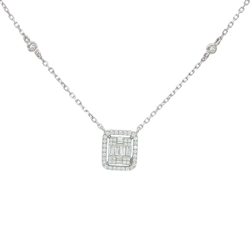 OS Rectangular Cut With Studs Necklace