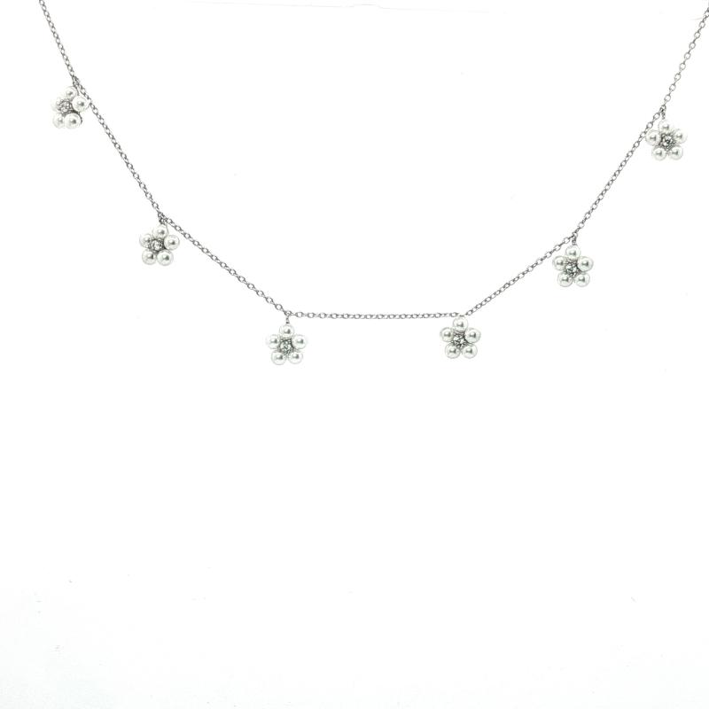 OS - 6 Flowers with Pearls Studs Chokers