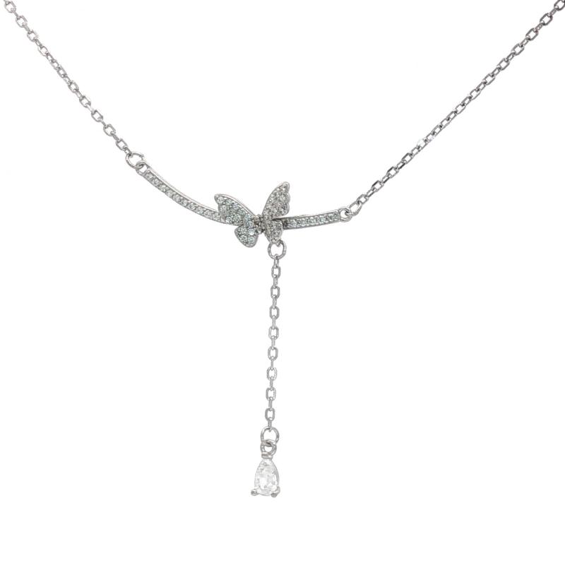 OS Butterfly Teardrop Stone Necklace