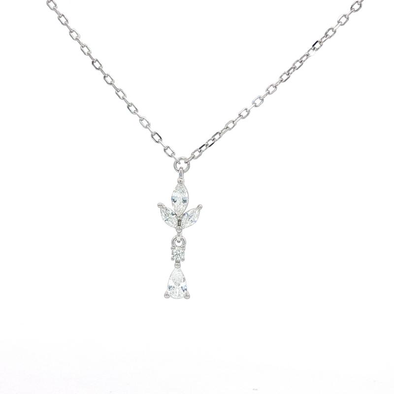 OS Leaf Top water drop stone Necklace 