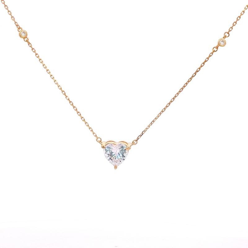 OS crystal Heart Stone With 2 Studs Necklace