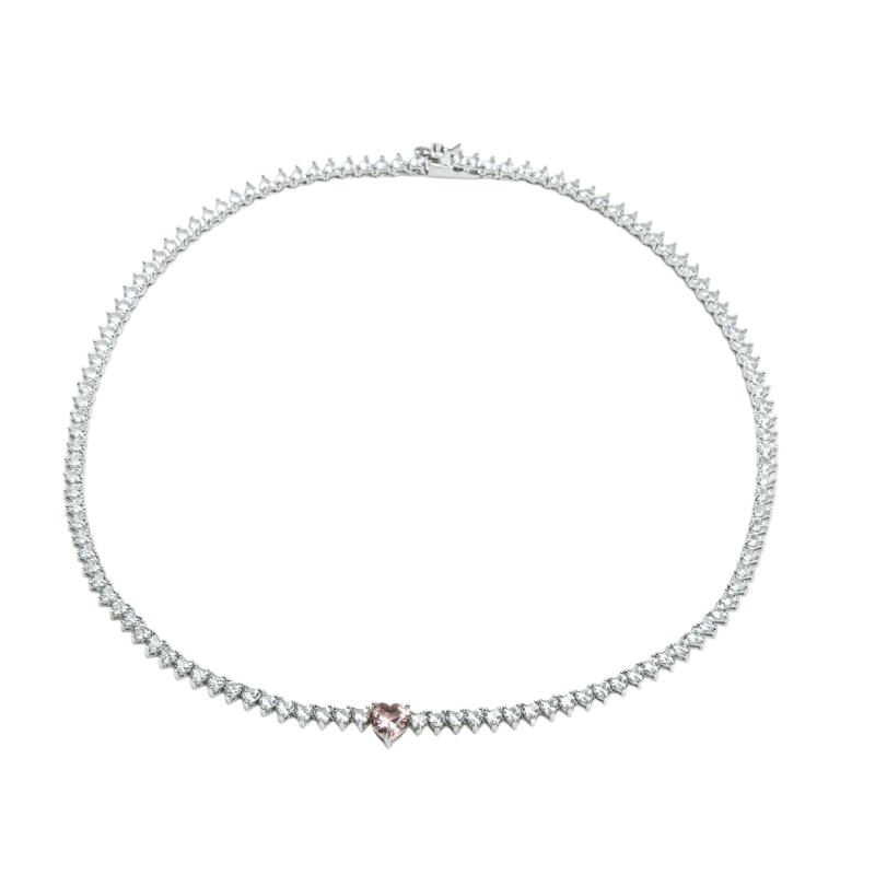 OS Colored Love Heart Chain Necklace