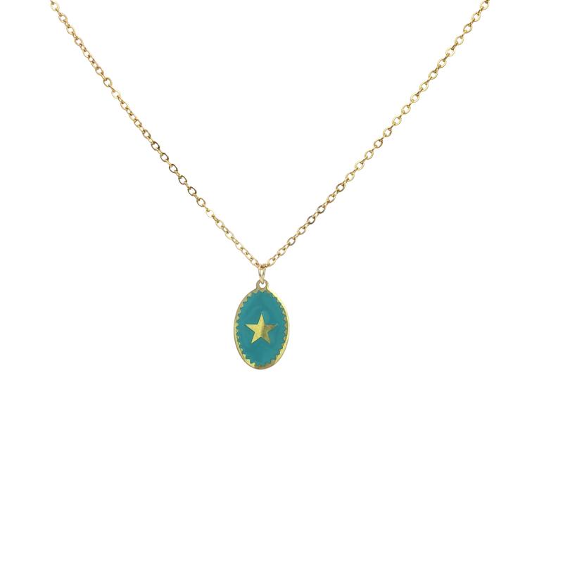 Oval w Star Necklace