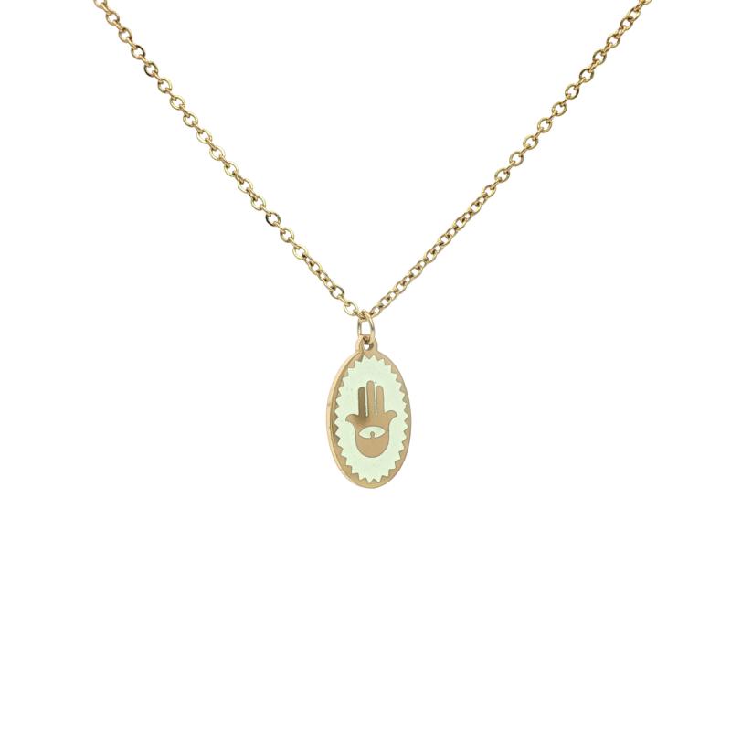 Oval w Palm & Beads Necklace