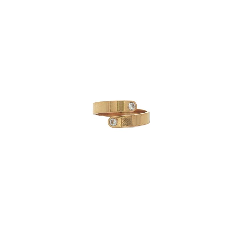 Golden Rivest coil open w 2 stones Rings