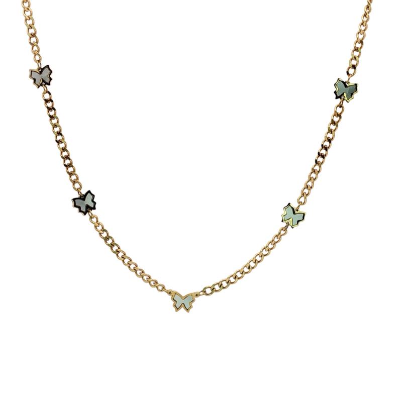 5 Butterflies w Thick Chain Choker