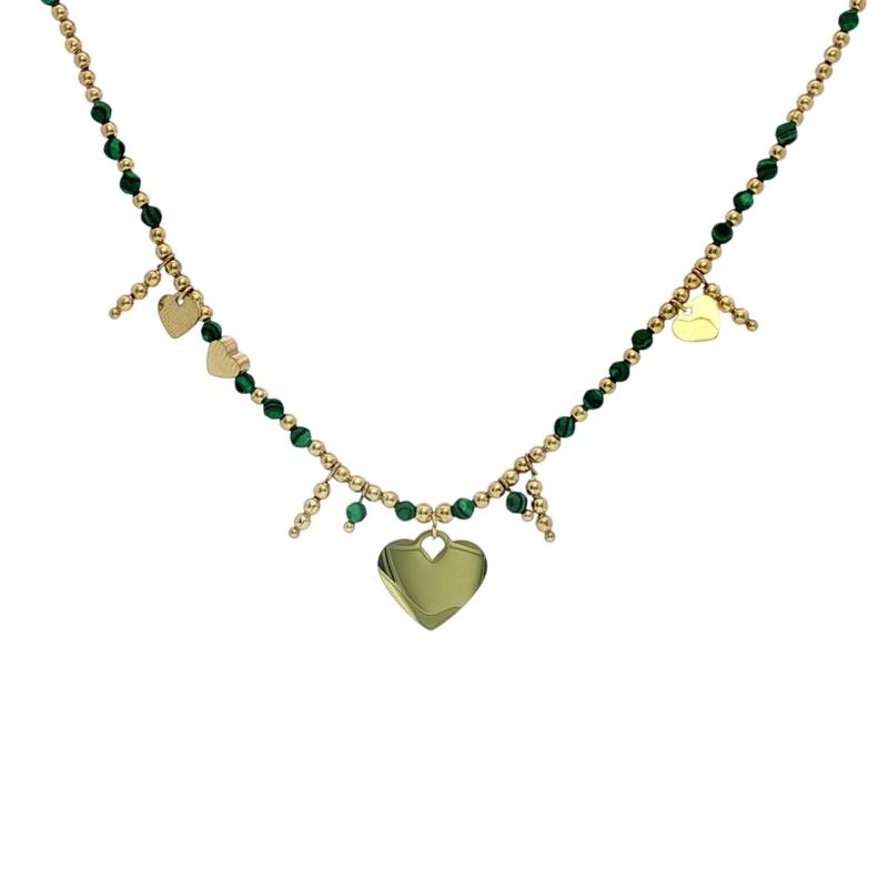 Hearts w Beads Chain Choker