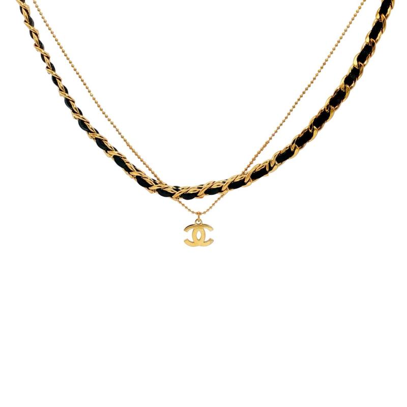 CHAN - Logo w 2 Diff Chains Choker