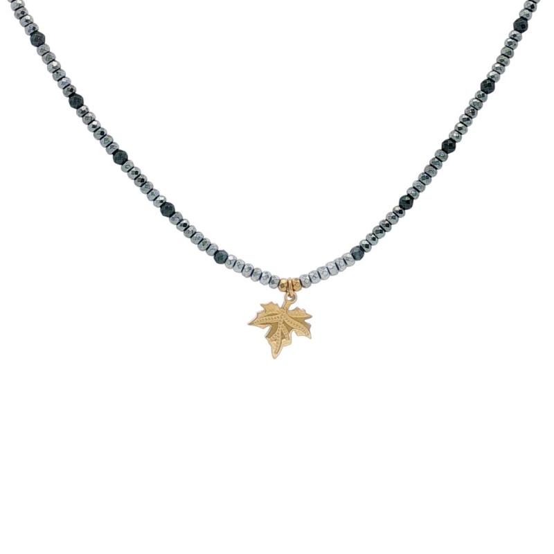 Canadian Leaf w Silver Beads Choker