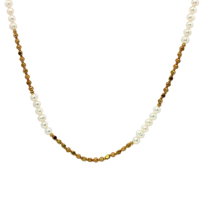 Full Pearls & Solid Cubes Choker