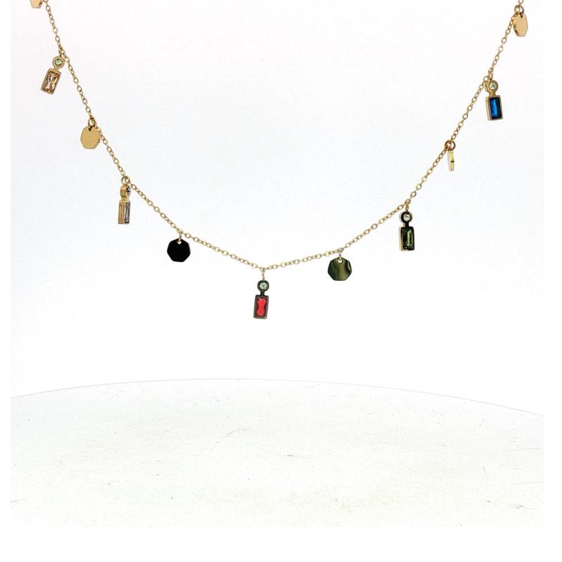 Alt Heptagon w Coloured Stones Choker