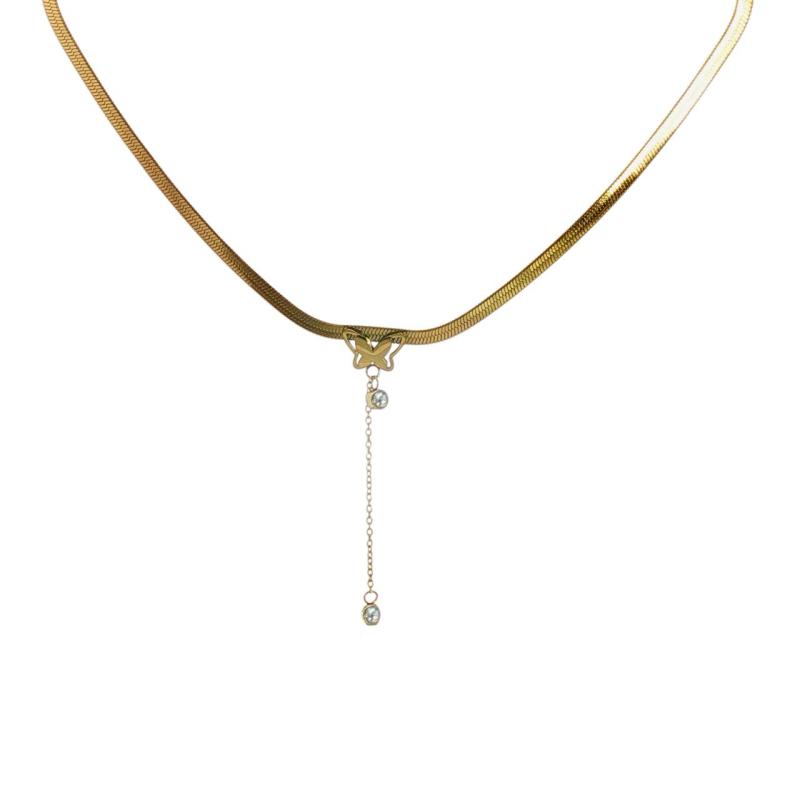 Butterfly w Studs Snake Chain Choker