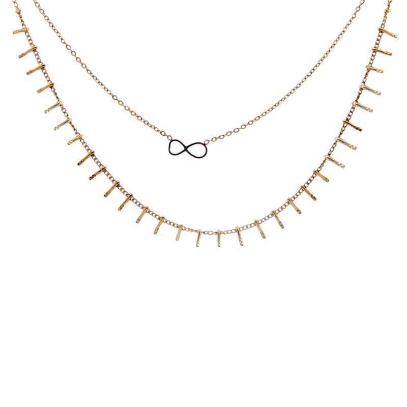 2 Chains w Infinity & Multi Pins Choker