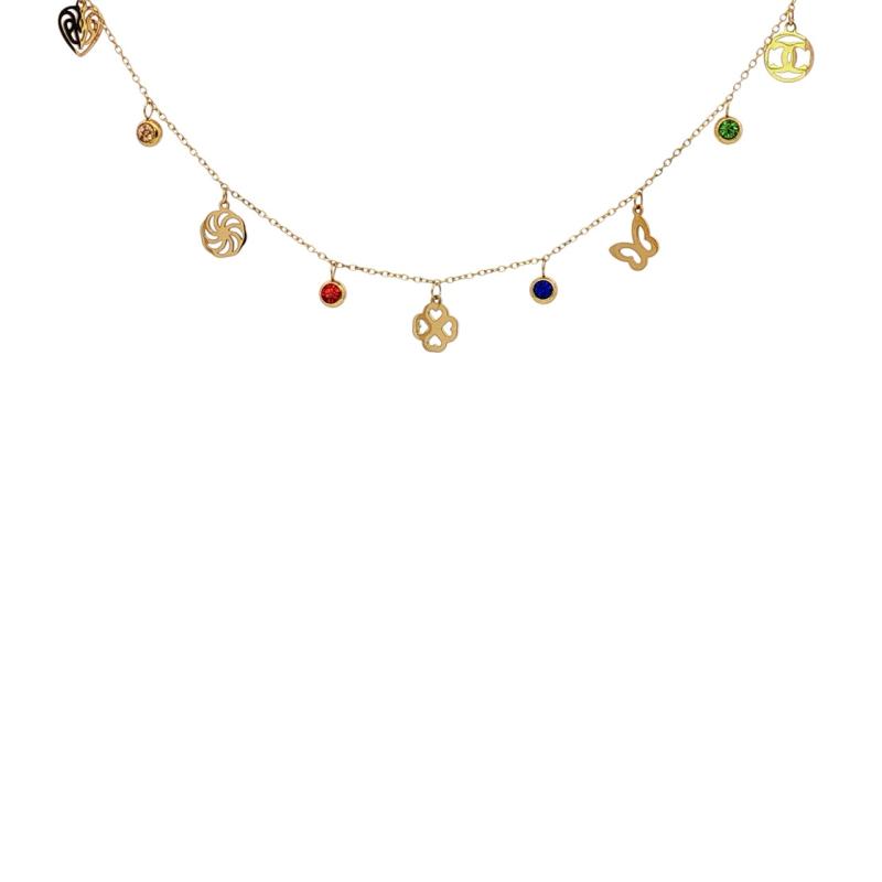 CHAN - Charms w Coloured Studs Choker
