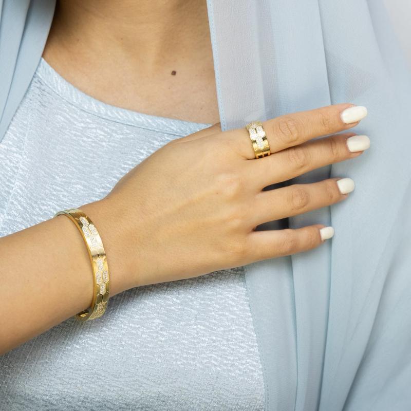 SA Bangle Set - Crystal Textured Honeycomb Cuff