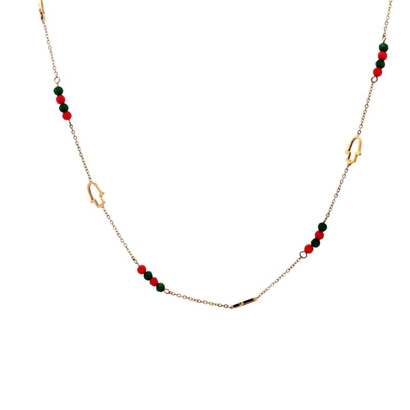 Long Necklace Palm with Colored Beads