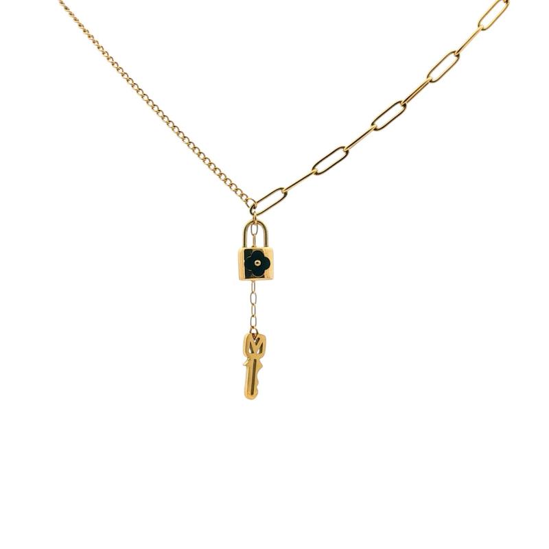 2 Diff Chain Lock Key Necklace