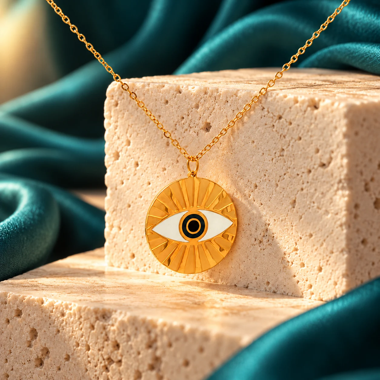 قلادة طويلة بعين دائرية كبيرة