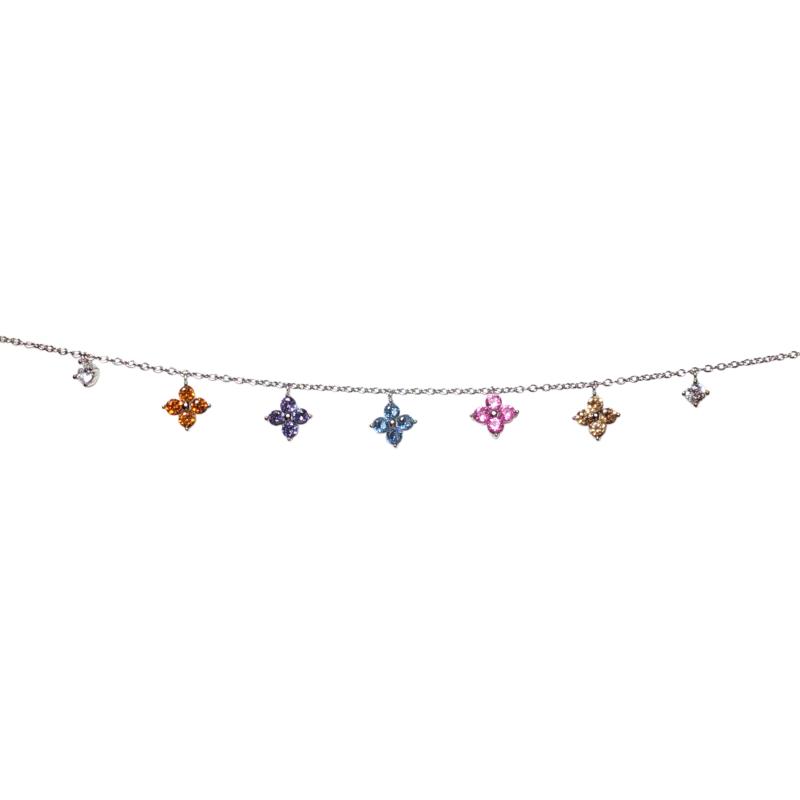 OS - Multi Coloured 4 Diamonds 5 Flowers Bracelet 