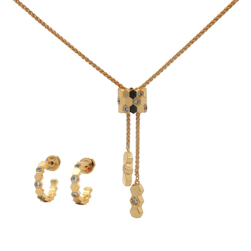 CHAU - Hexagonal Tube w Studs Lays Necklace Set