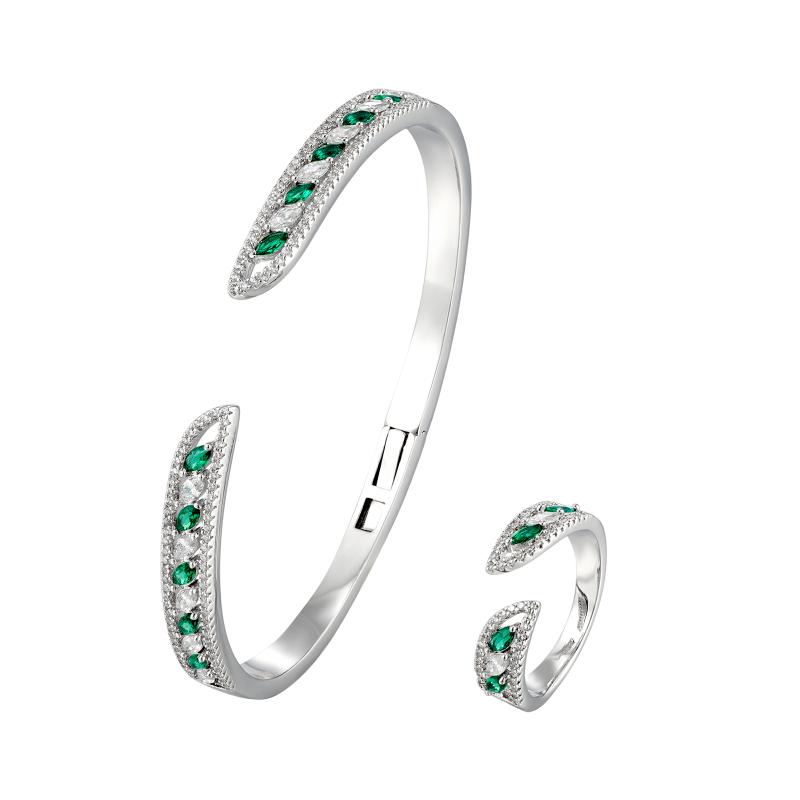 SA Bangle Set - Dual Crystal Curved Point (S)