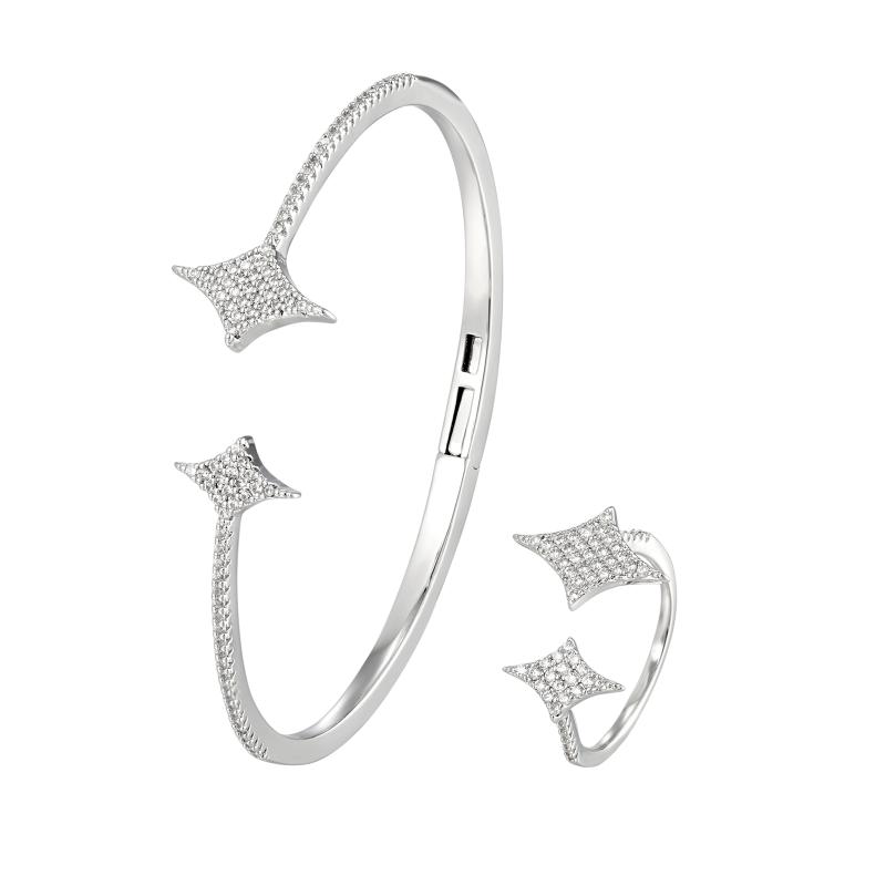 SA Bangle Set - Dual Crystal North Stars (S)