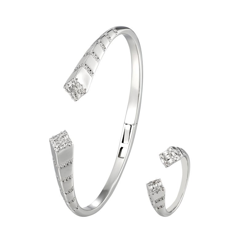 SA Bangle Set - Linear Crystal Prism Cuff (S)