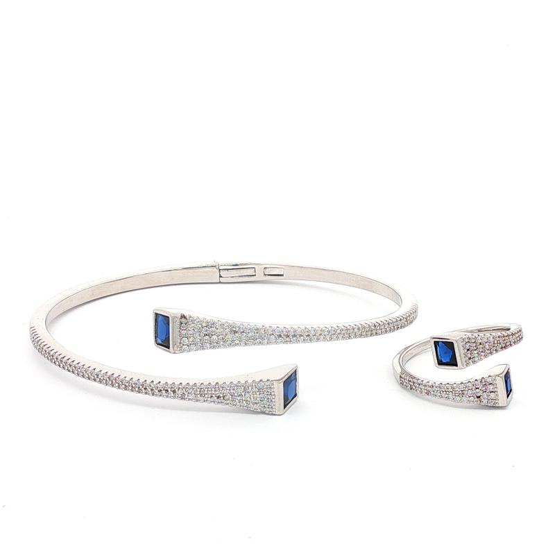 SA Bangle Set - Colored Square Stone (S)