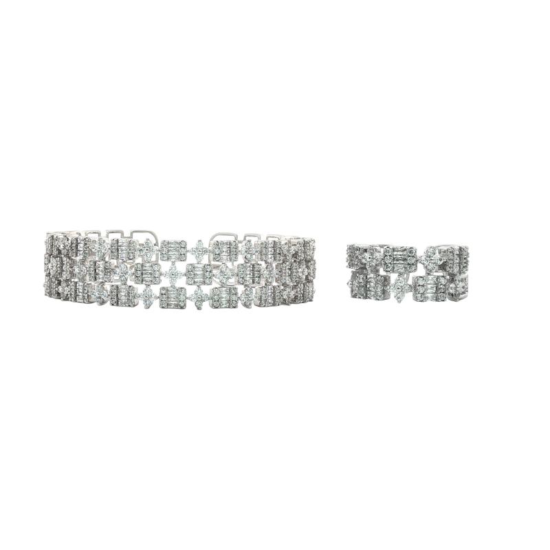 SA Bangle Set - Alt Crystal Flowers & Rectangles (S)