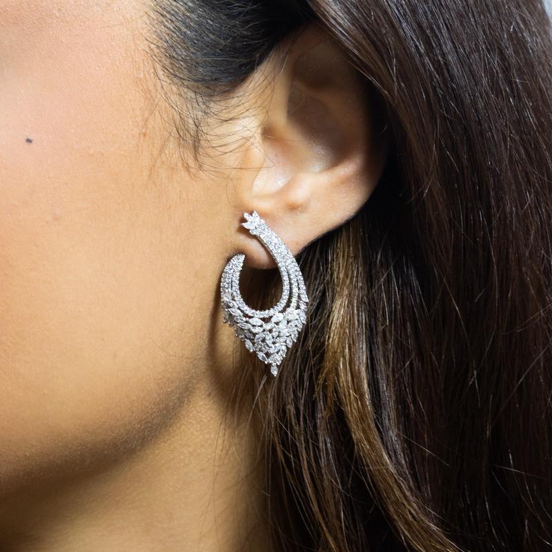 SA Earrings - Celestial Layers w Tiny Spear Stones (S)