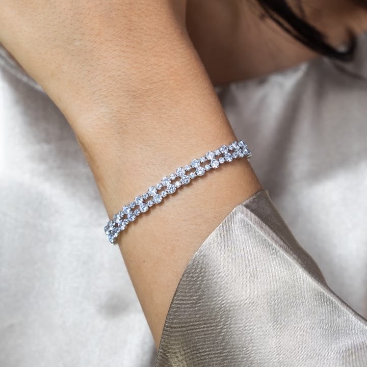 OS Mini - Alt Stones Dual Line Tennis Bracelet (White)