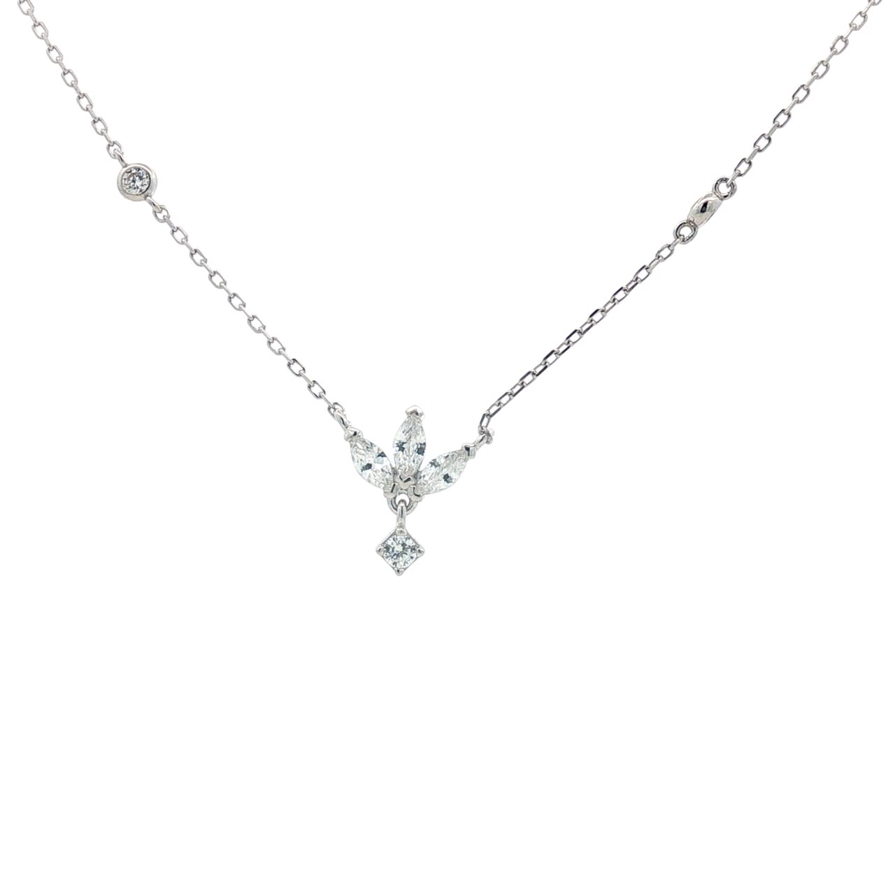 OS - Crystal Marquise Trio Crest Necklace