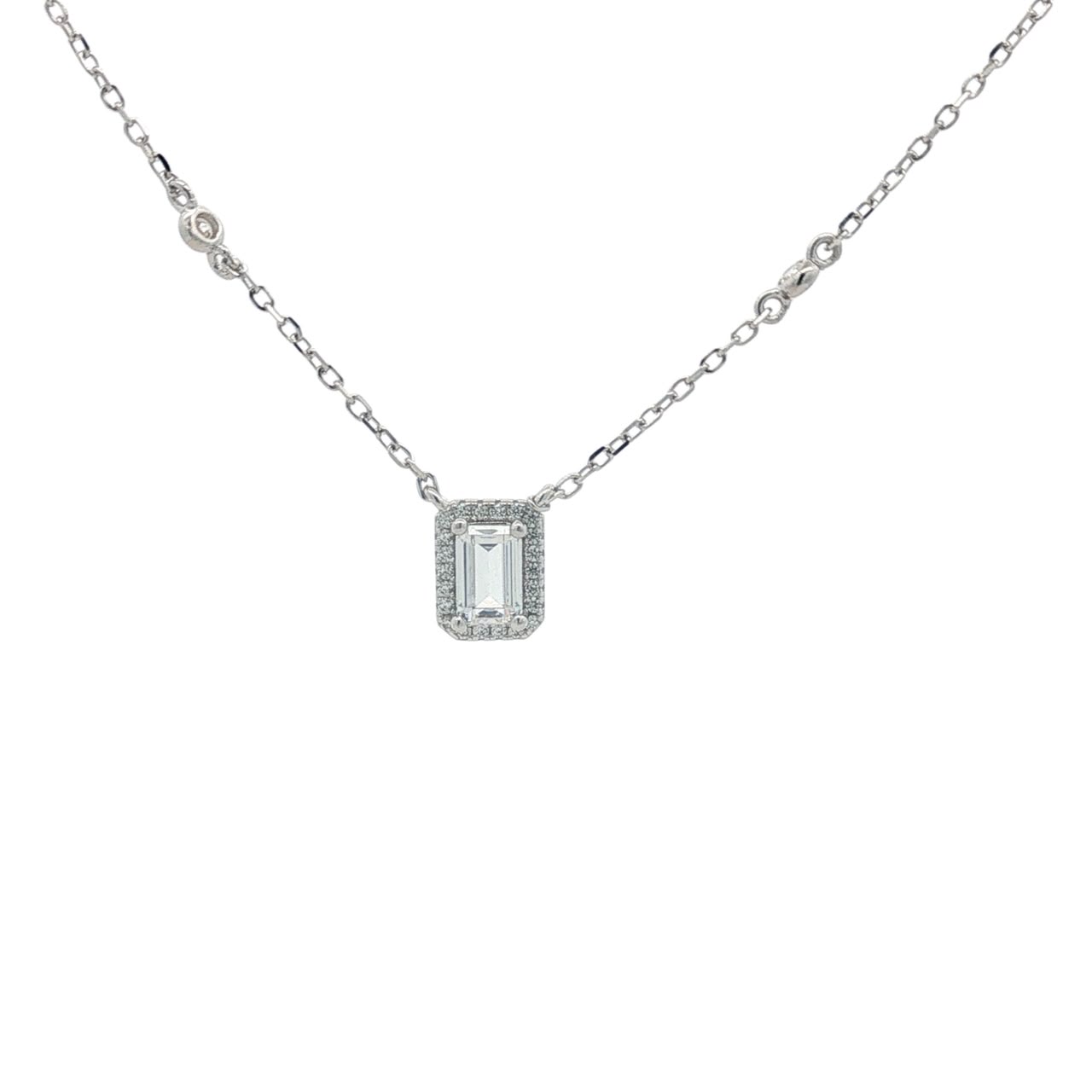 OS - Rectangular Halo Drop Necklace