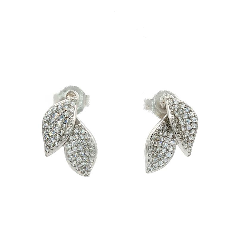OS Crystal Leaf Stud Earring 