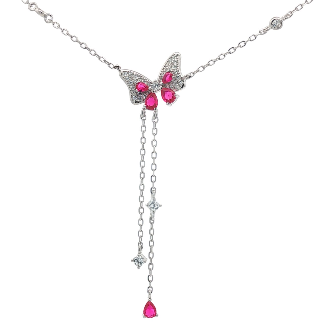 OS - Crimson Butterfly Drop Necklace