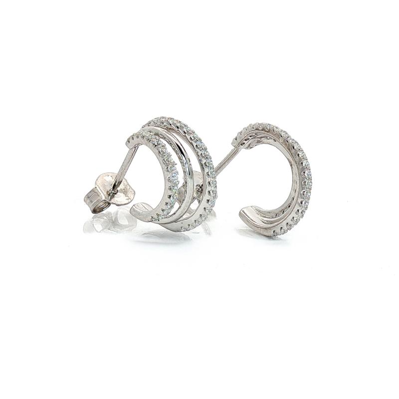 OS Tiny Tri Layer Sparkling Stones Earrings 