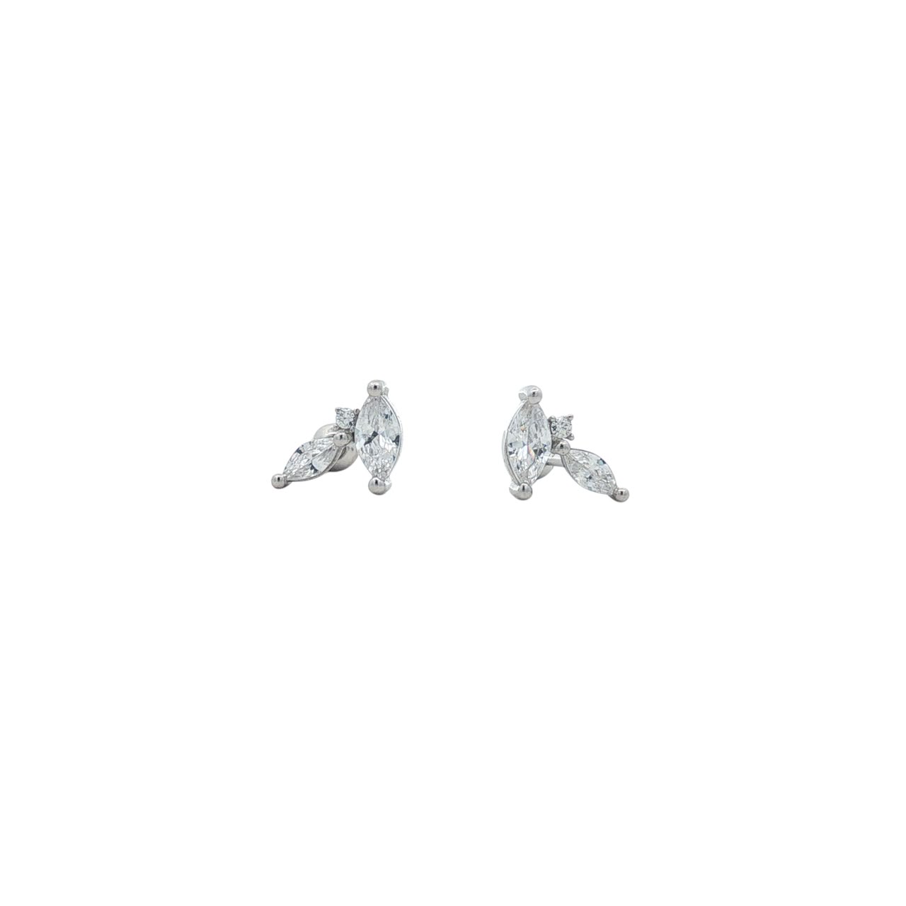 OS - Tiny Dual Marquise Leaves Stud