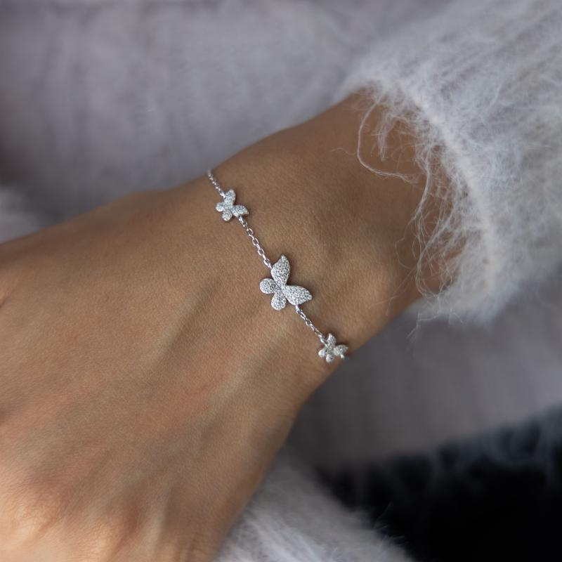 OS - Tri Sparkle Butterfly Bracelet 
