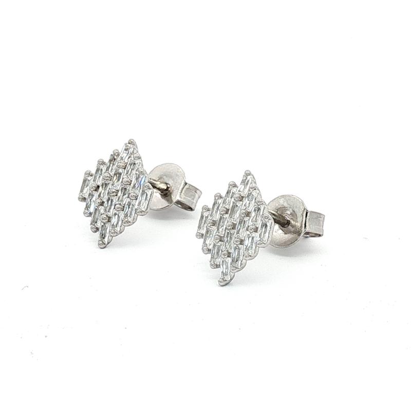 OS Sparkling Rhombus Shape Stud Earrings 