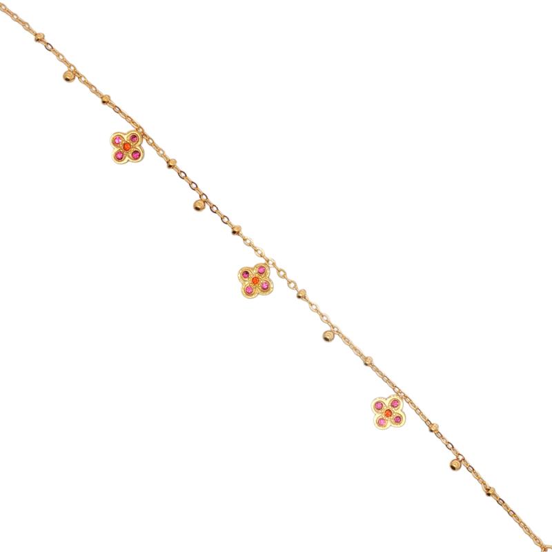 Mini - Sm spade floral w tiny red stones & beads