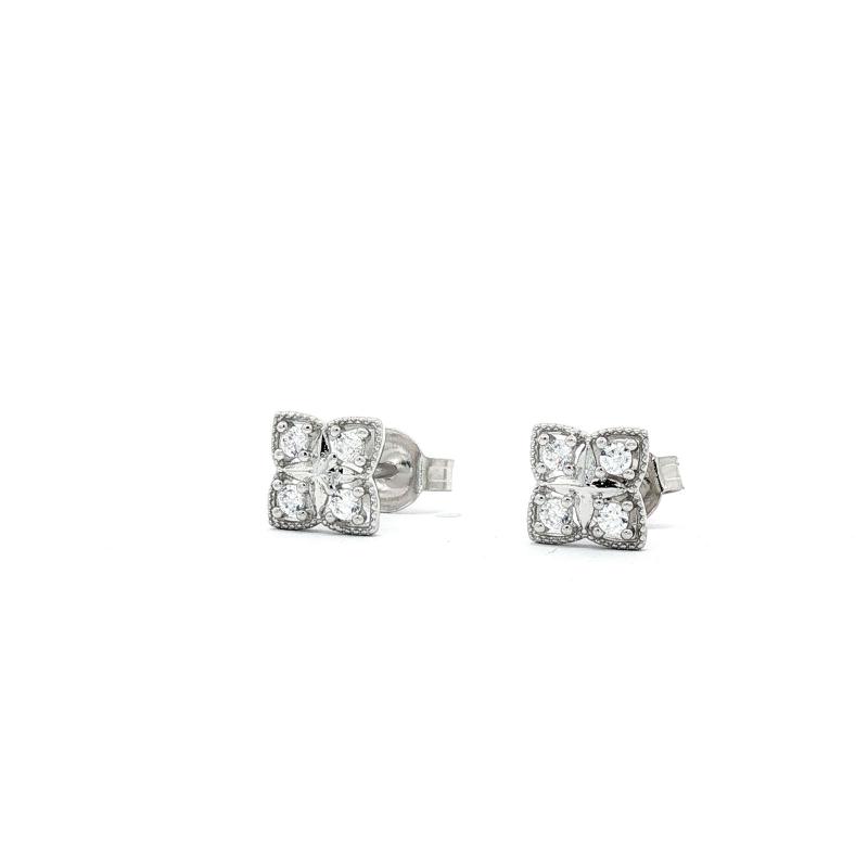 OS Flower With Four Stone Stud Earring