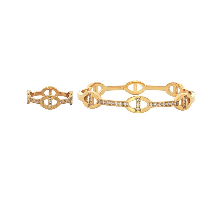 Bangle Set - Crystal anchor 6 chain
