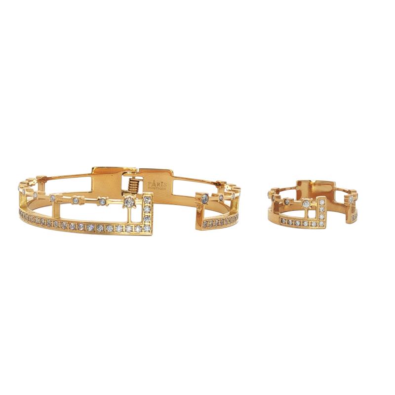 Bangle Set - Dual Open Stone Frame